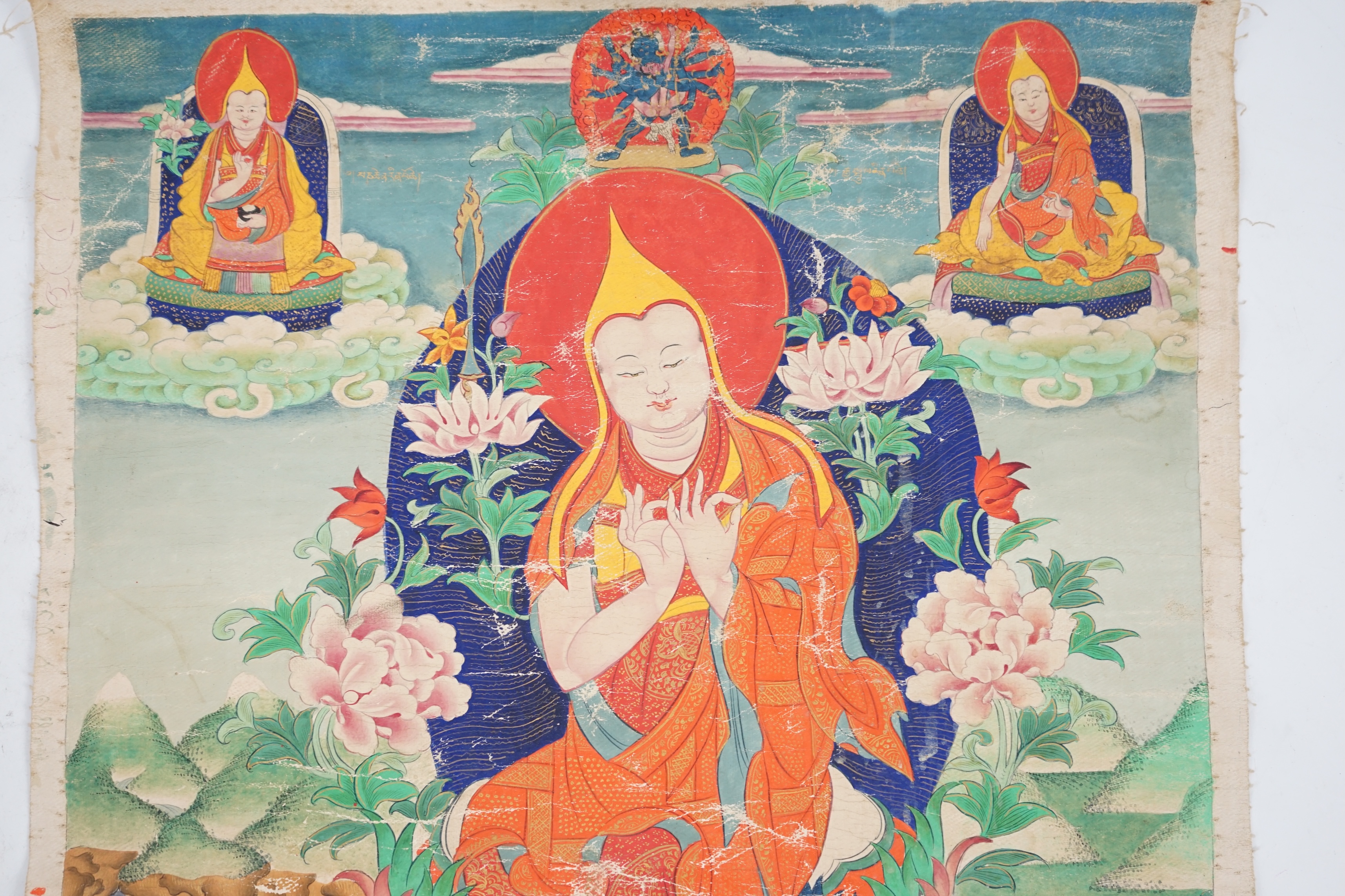 A Tibetan thangka, 18th/19th century, depicting Master Tsongkhapa